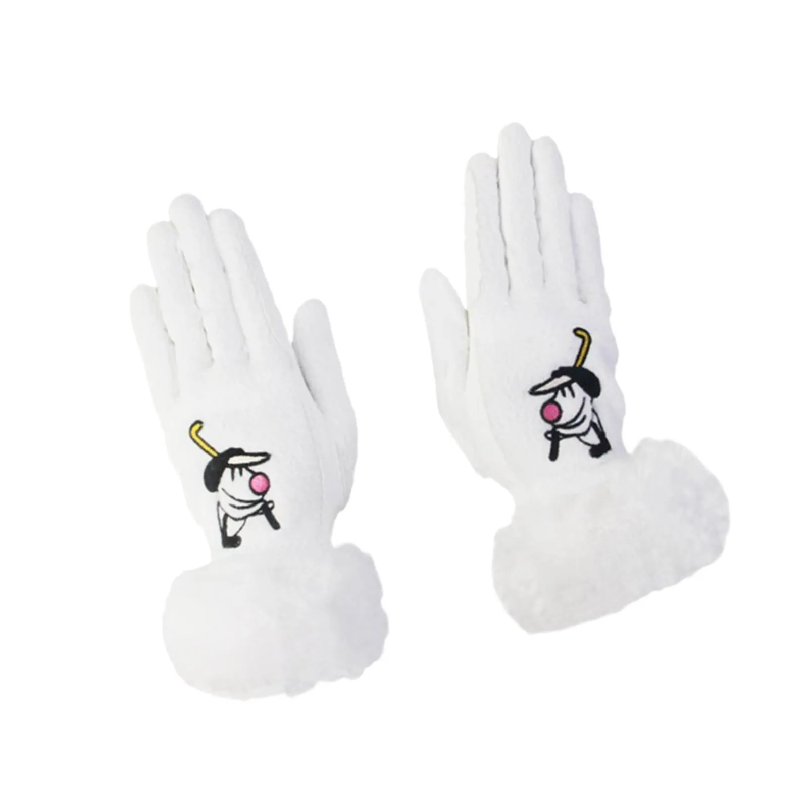 1 Pair of Golf Gloves Winter Training Gloves Mitts for Fishing Biking Hiking White 18