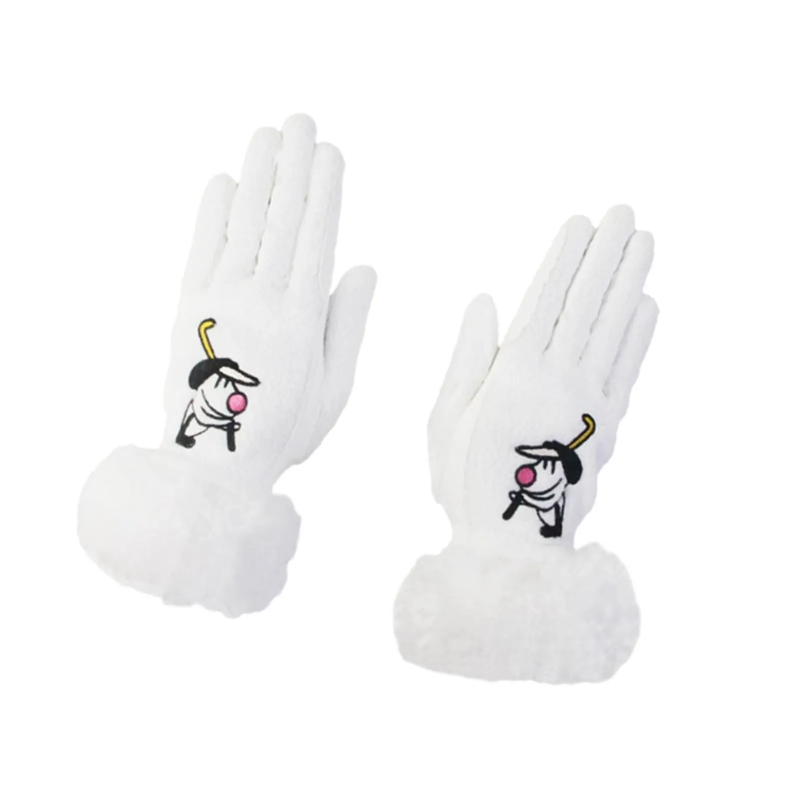 1 Pair of Golf Gloves Winter Training Gloves Mitts for Fishing Biking Hiking White 18