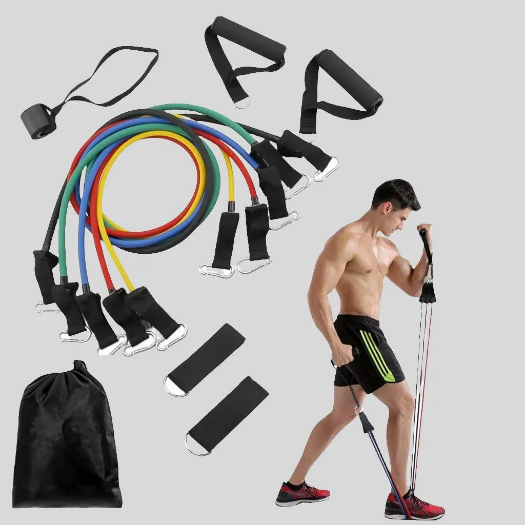 11-Piece Resistance Bands Set - Adjustable Exercise Bands for Sports, Fitness, and Therapy