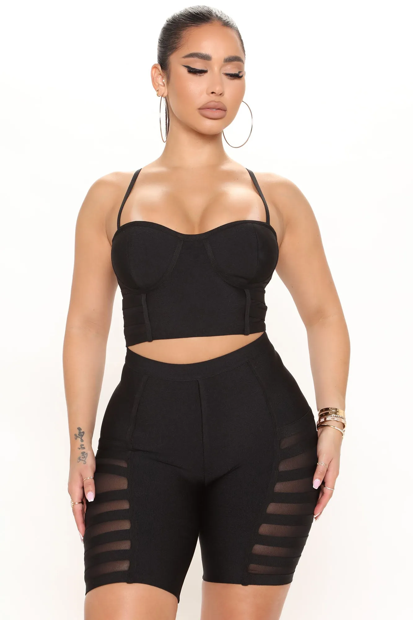 A Night Out Bandage Short Set - Black