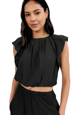 Amora Silk Cotton Voile Top - Black