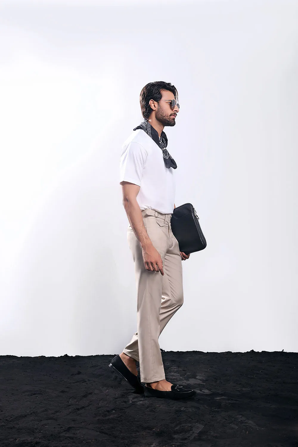 Beige Single Buckle Gurkha Trousers