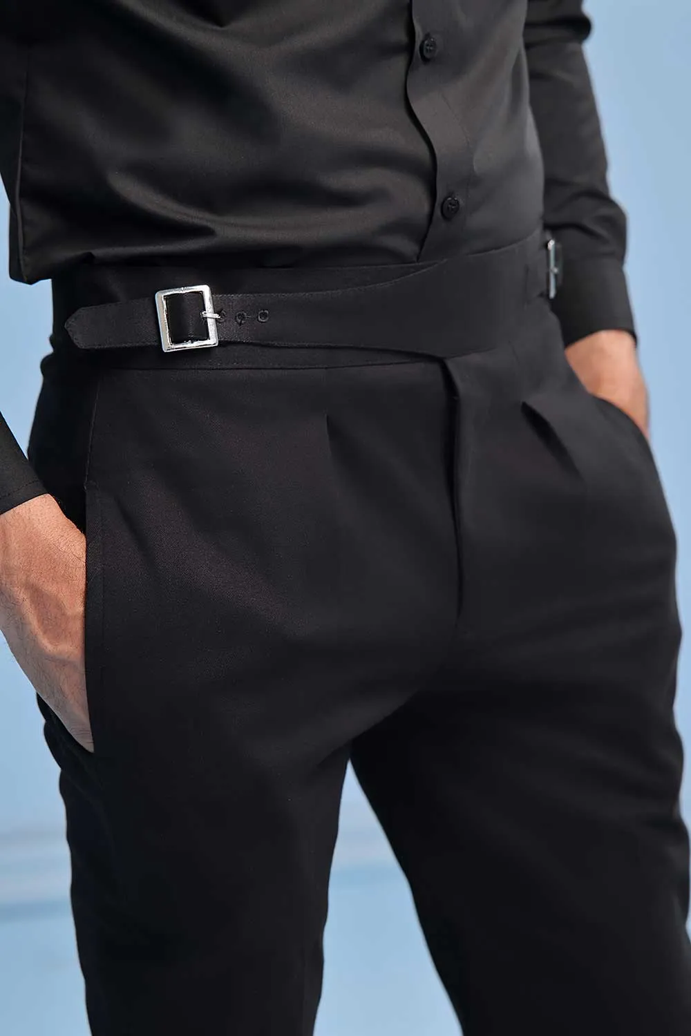 Black Double Buckle Gurkha Chino