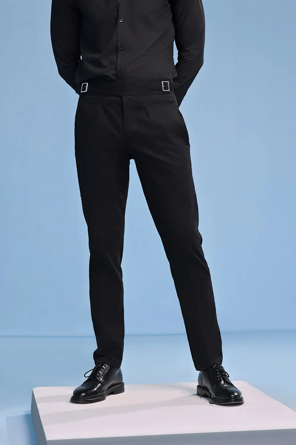 Black Double Buckle Gurkha Chino