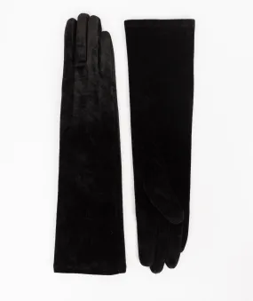 Black Elbow Length Velvet Evening Gloves