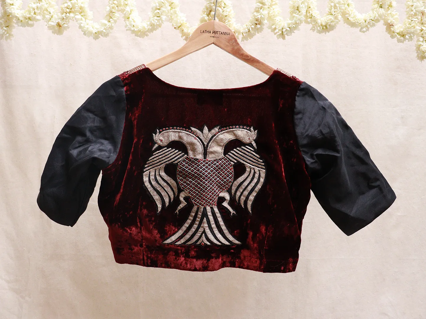 Black velvet gandaberunda blouse