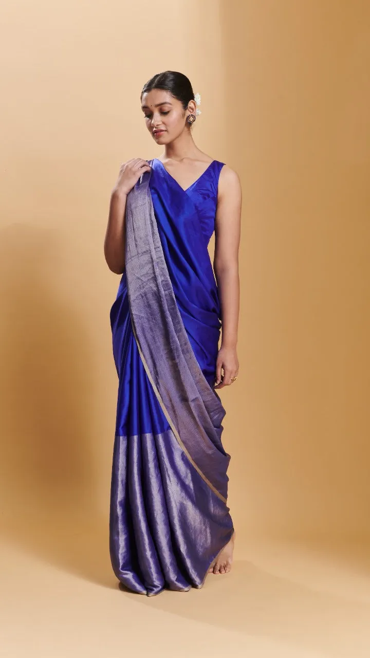 Blue Confluence silk satin  saree