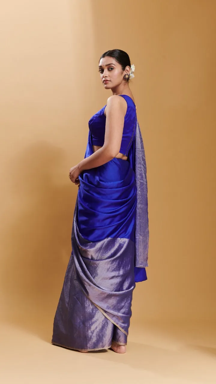 Blue Confluence silk satin  saree