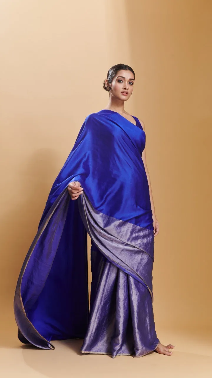 Blue Confluence silk satin  saree