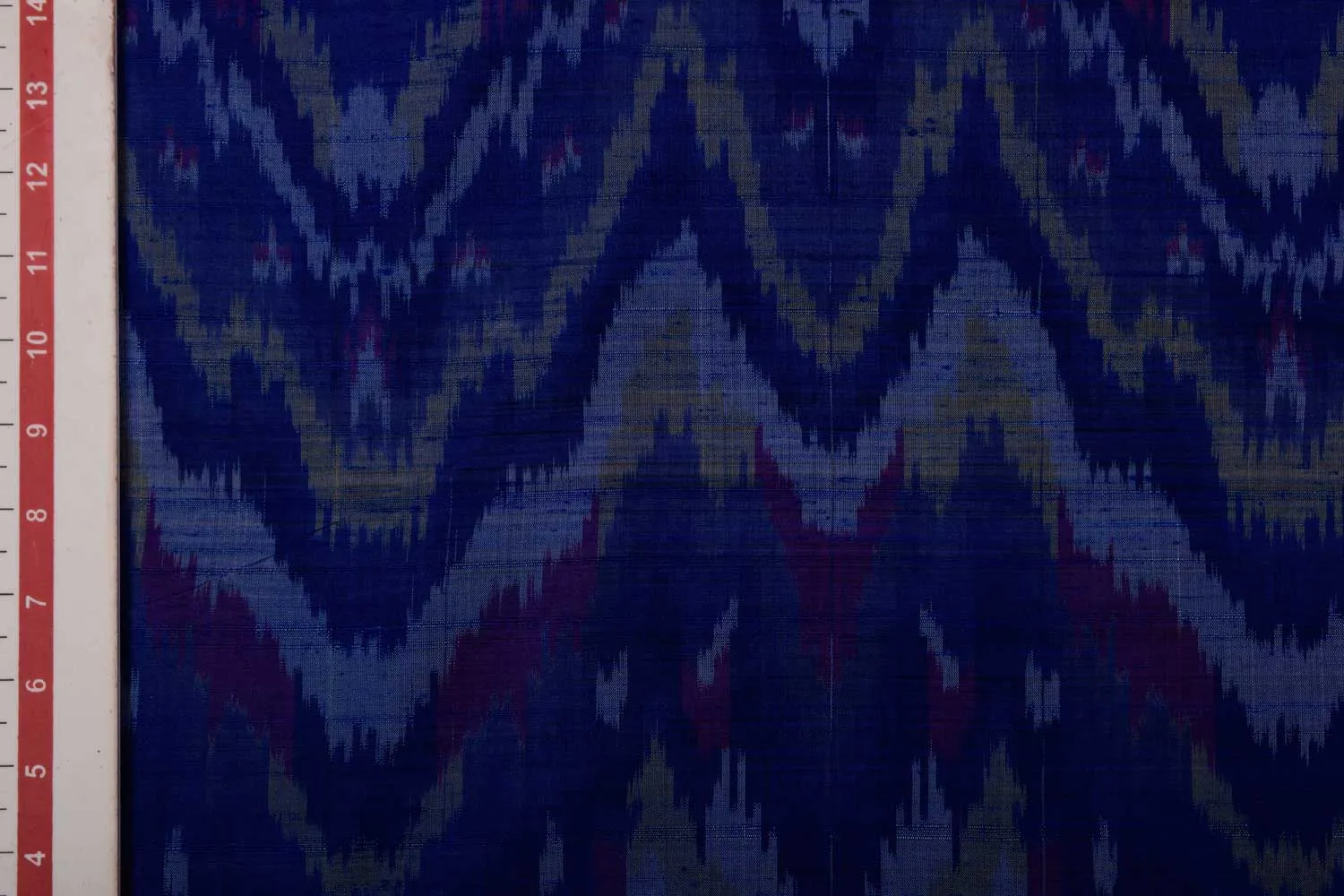 Blue Raw Silk Ikat Fabric