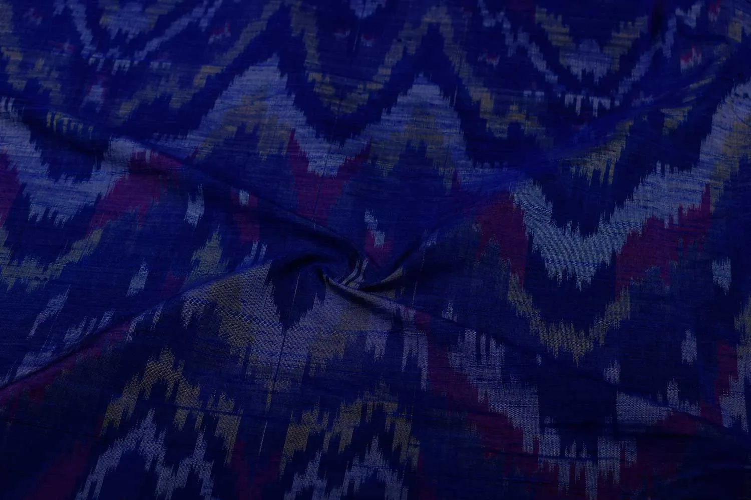 Blue Raw Silk Ikat Fabric