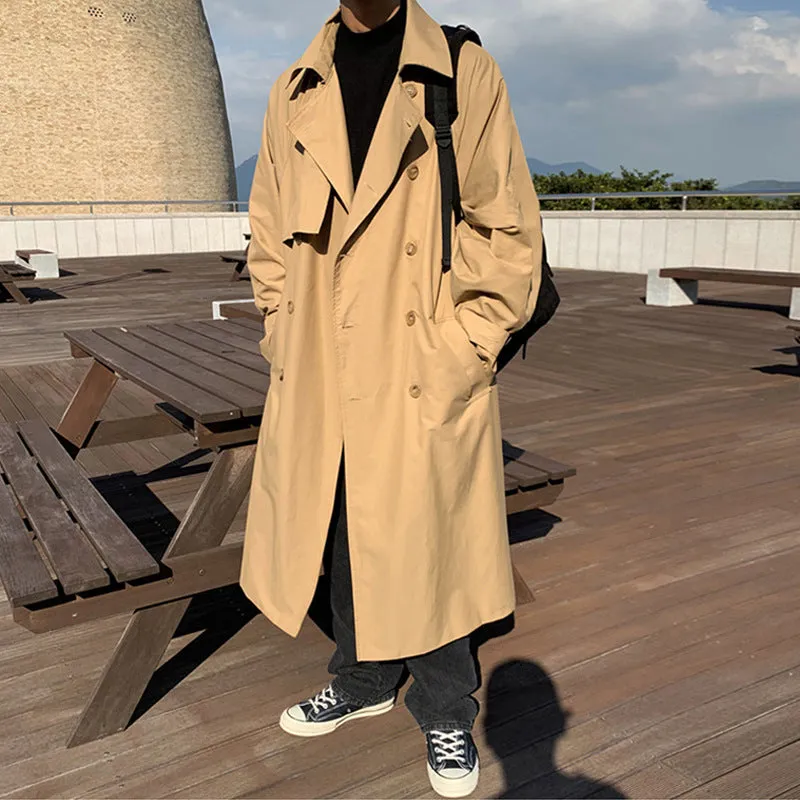 Bonsir mens fall fashion Autumn and Winter New Men's Mid-Length Trench Coat Korean Handsome Yupi Coat British Style Coat