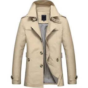 Business Single Breasted Casual Trench Coat for Men