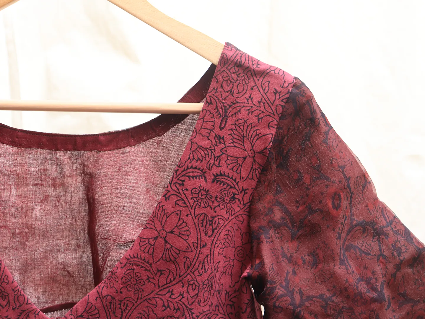 China pink, strechable, Kalamkari blouse