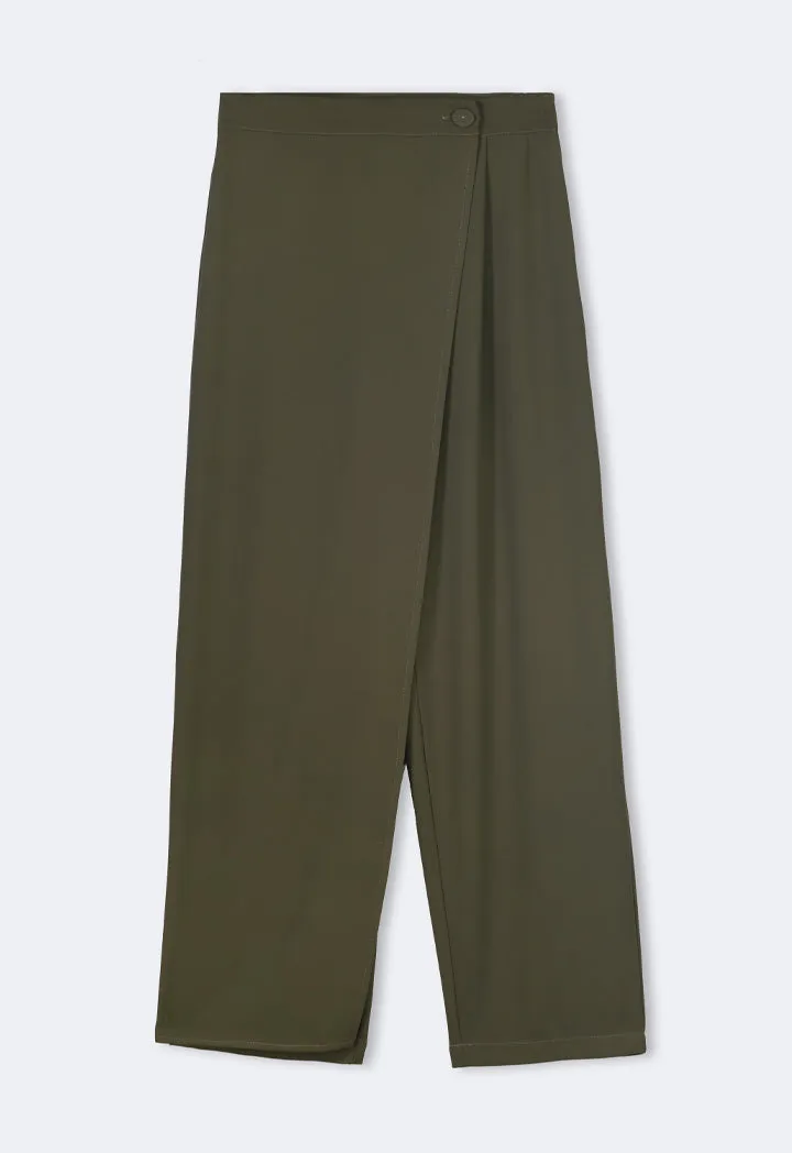 Choice Straight Cut Wrap Trousers Khaki