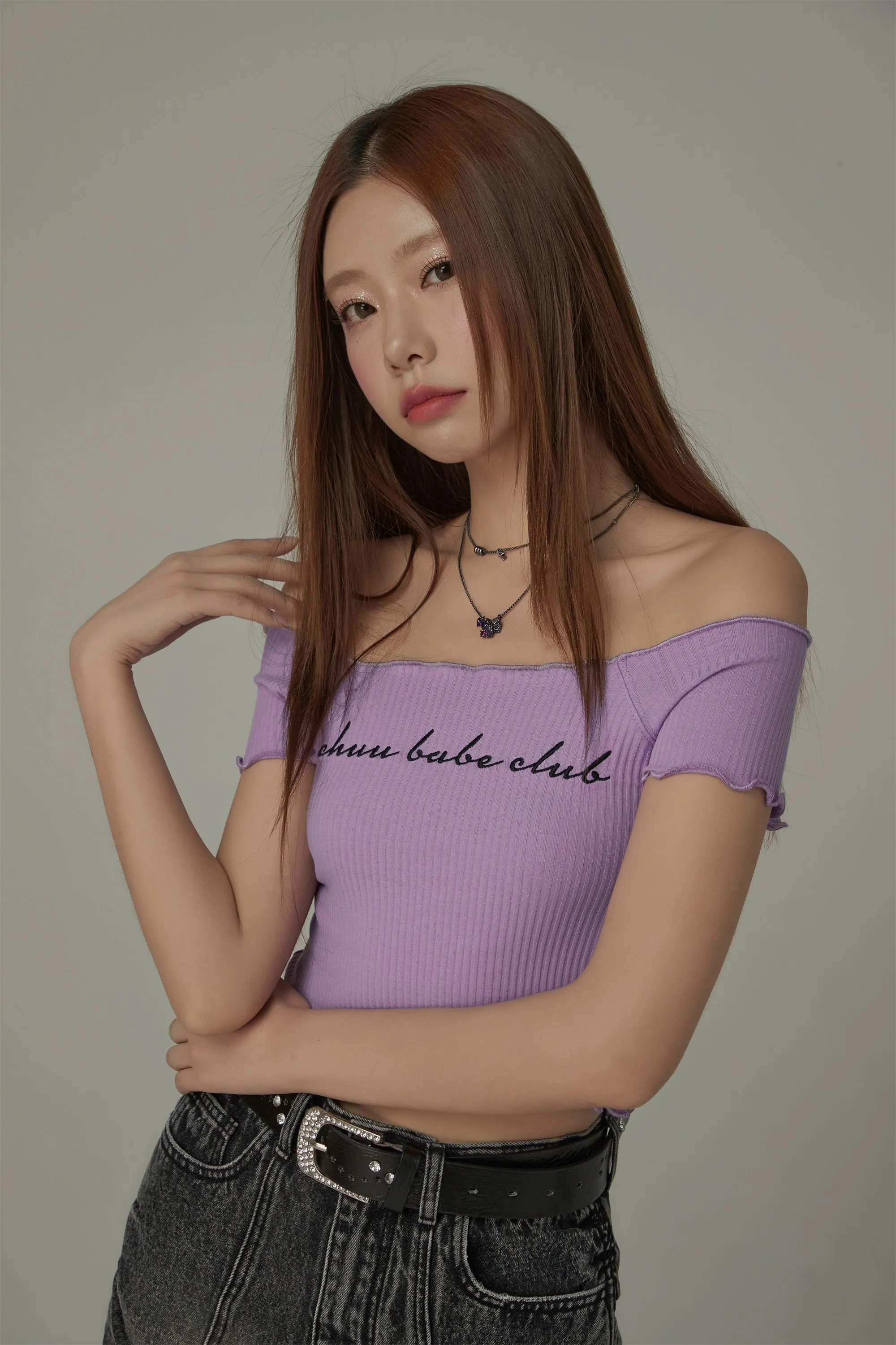 Chuu Babe Club Ruffled Off-The-Shoulder T-Shirt