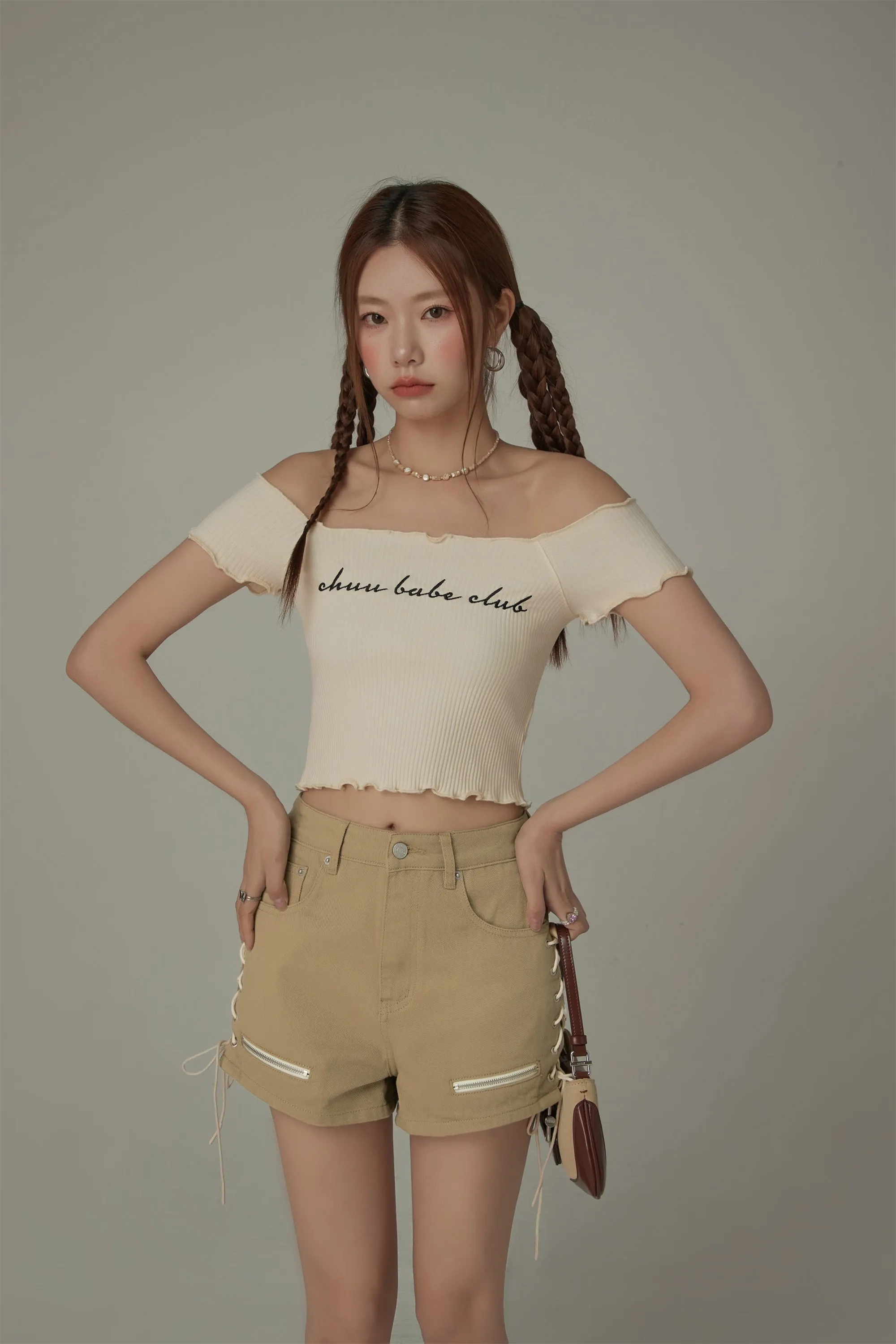 Chuu Babe Club Ruffled Off-The-Shoulder T-Shirt