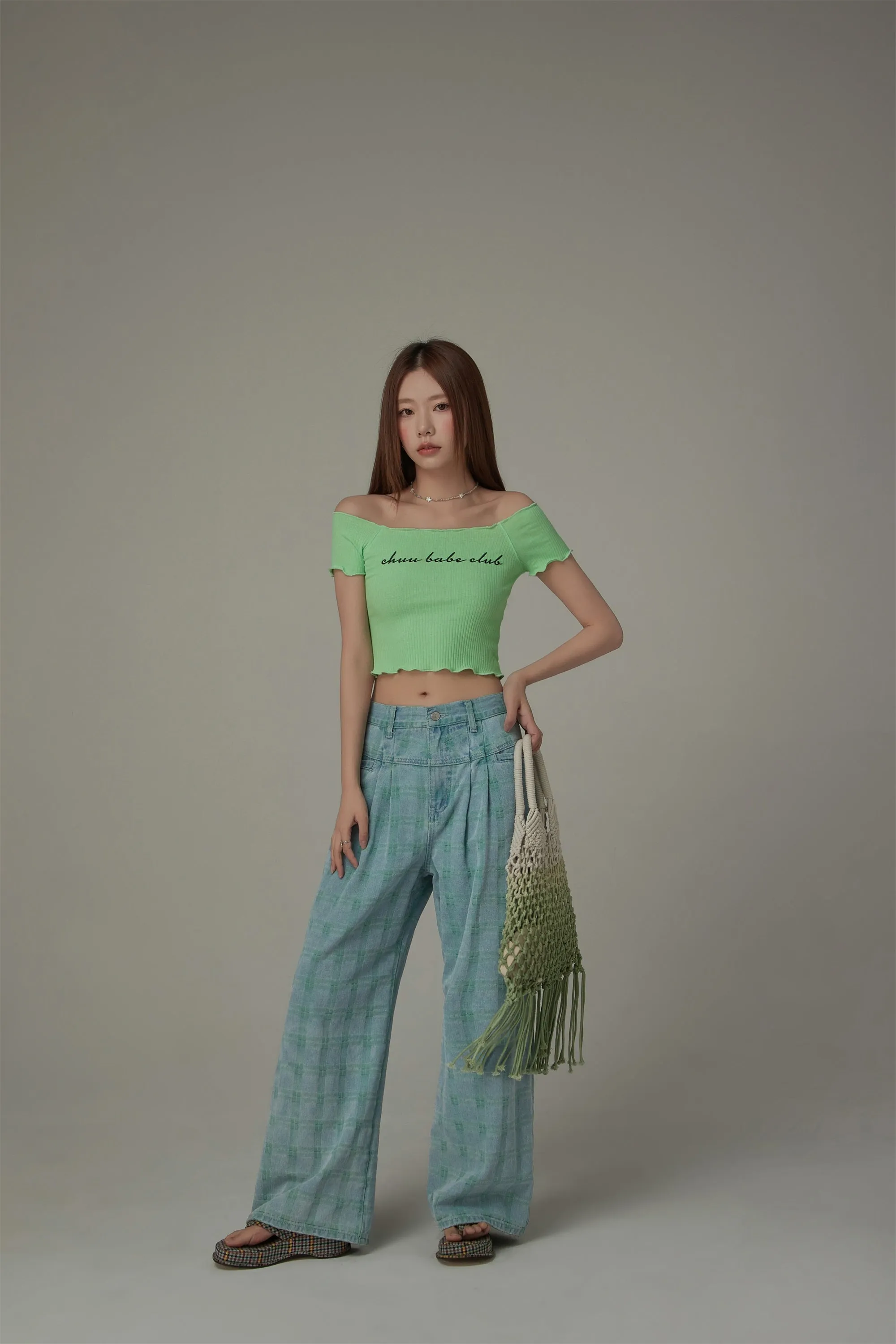 Chuu Babe Club Ruffled Off-The-Shoulder T-Shirt