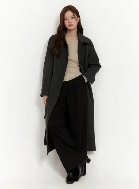 Collared Long Wool Blend Trench OD403