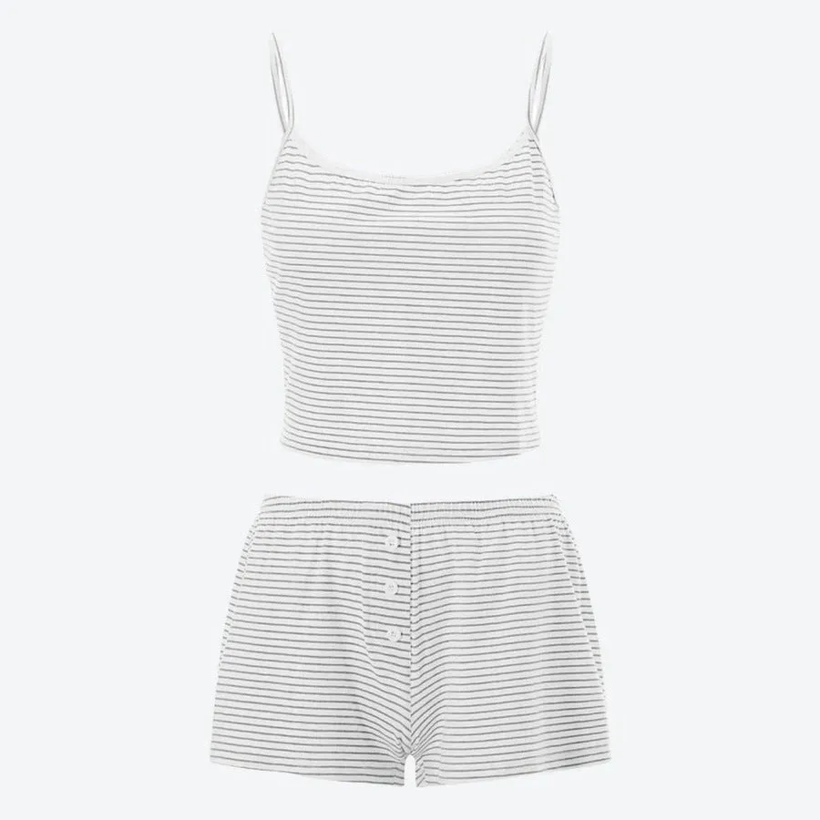 Comfortable Striped Lace Trim Camisoles