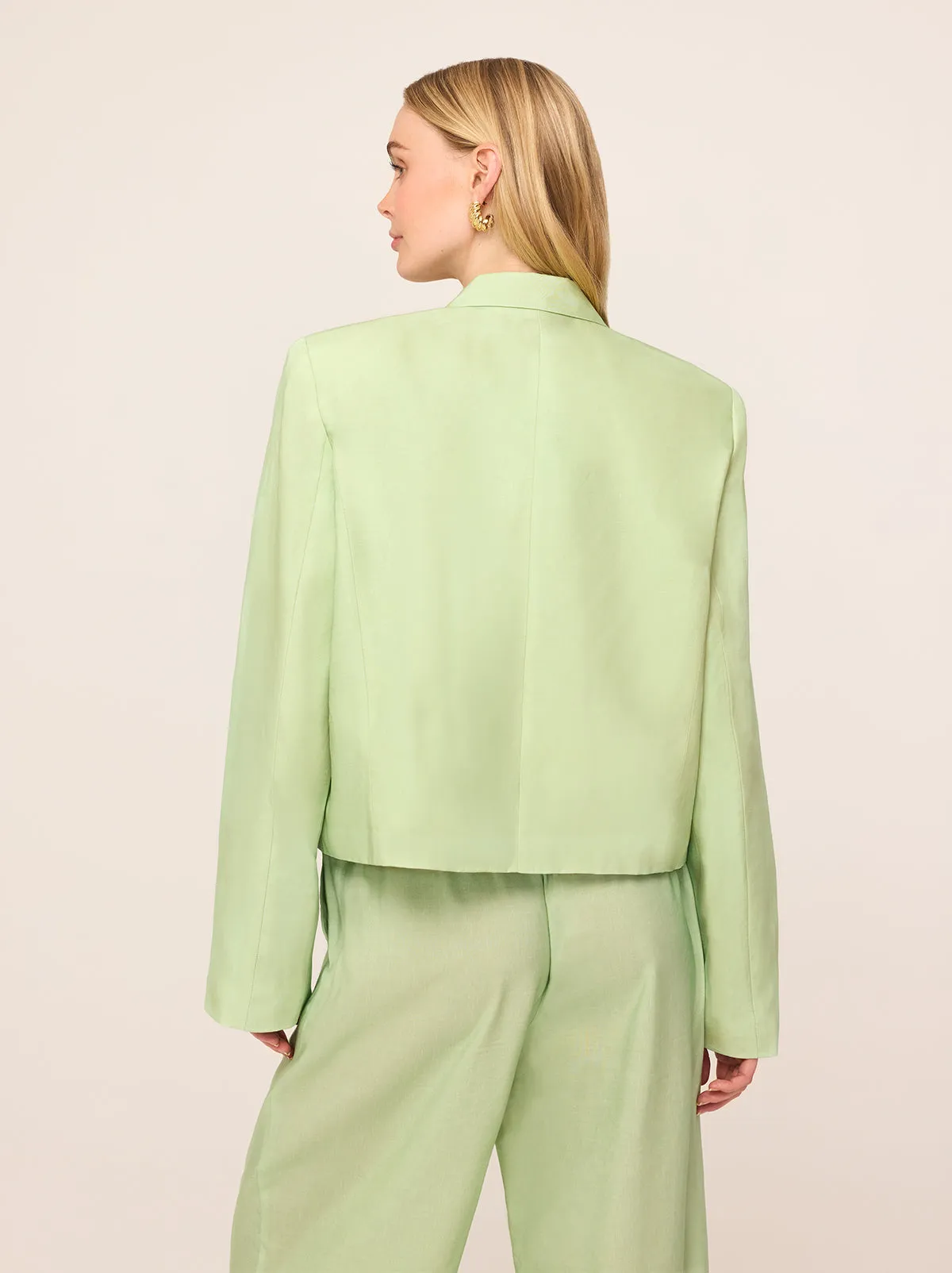 Cressida Pistachio Embroidered Tie Front Blazer