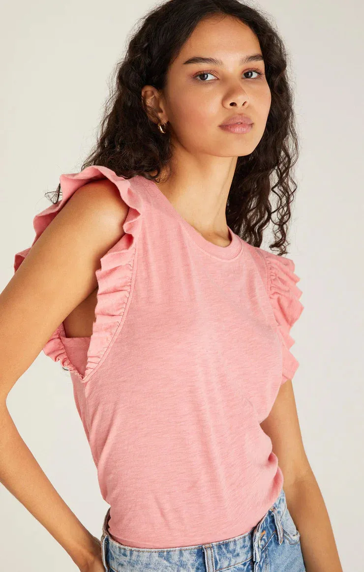 Dakota Ruffled Tank | Black, Pink, Otter