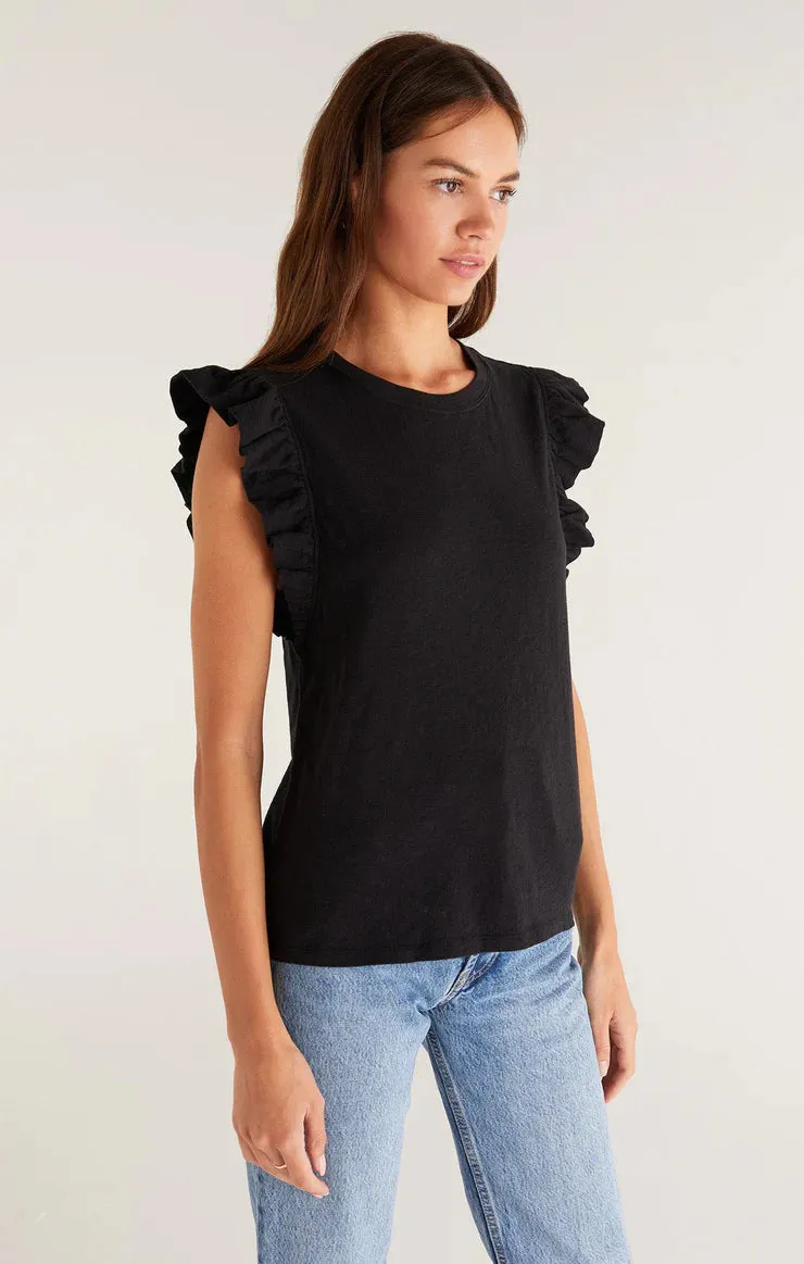 Dakota Ruffled Tank | Black, Pink, Otter