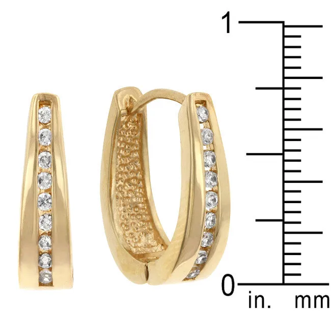 Elegant Goldtone Finish Cubic Zirconia Hoop Earrings