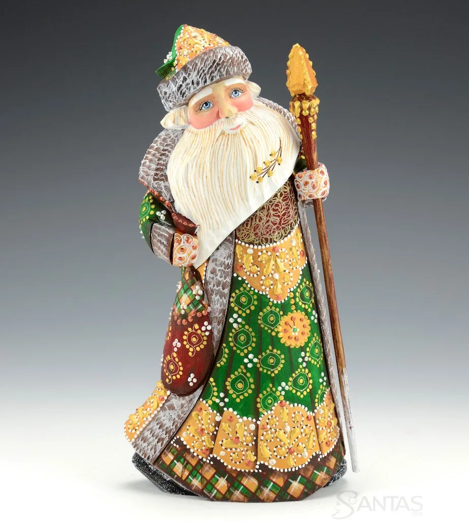 Elegant Green and Gold Russian Santa