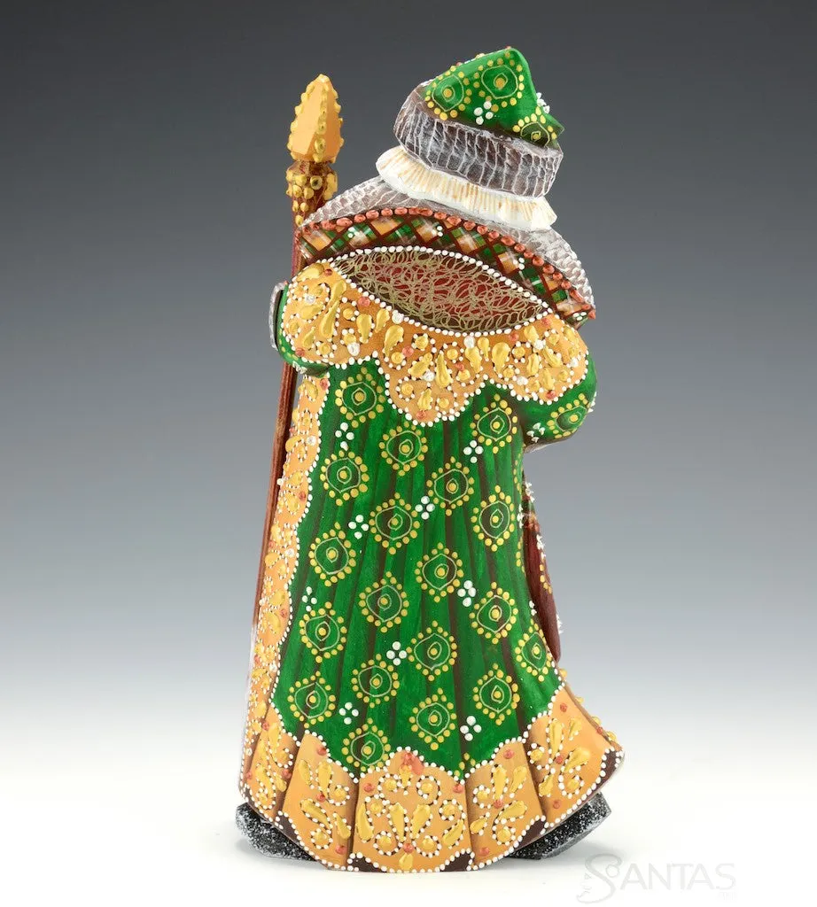 Elegant Green and Gold Russian Santa