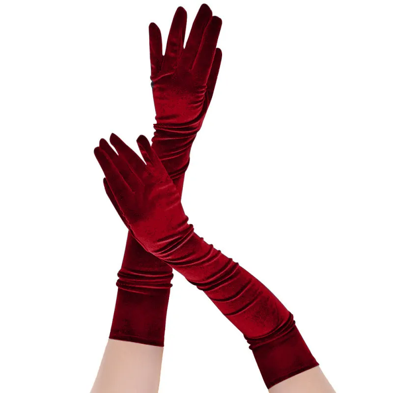 Elegant Stretch Velvet Opera Gloves