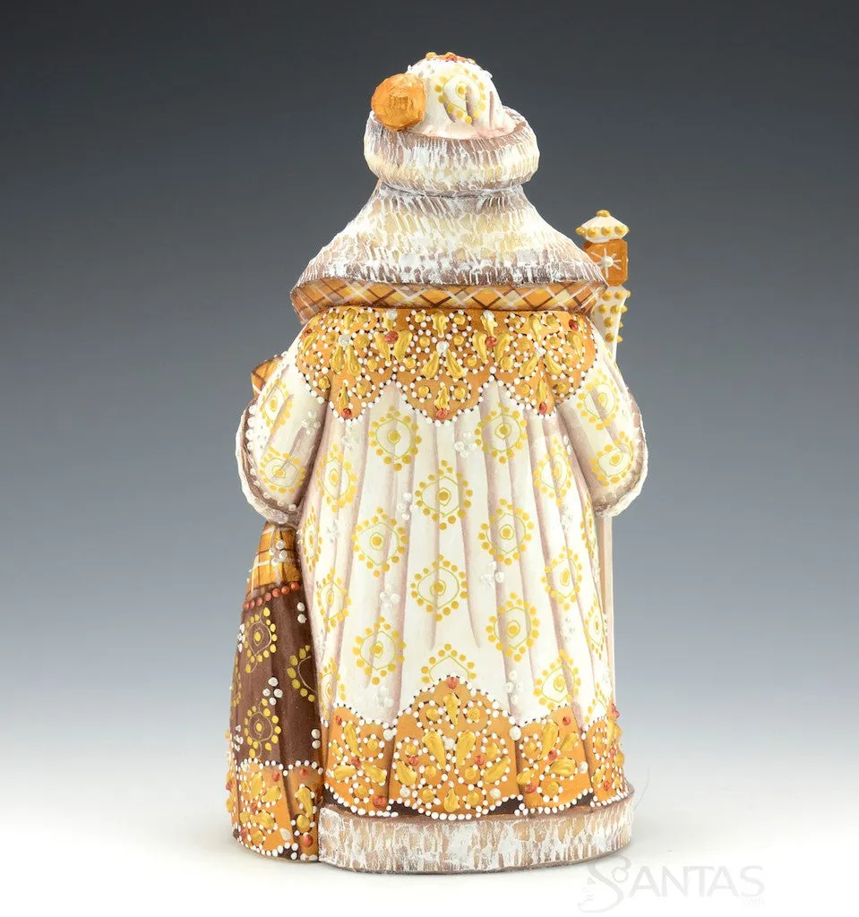 Elegant White and Gold Russian Santa