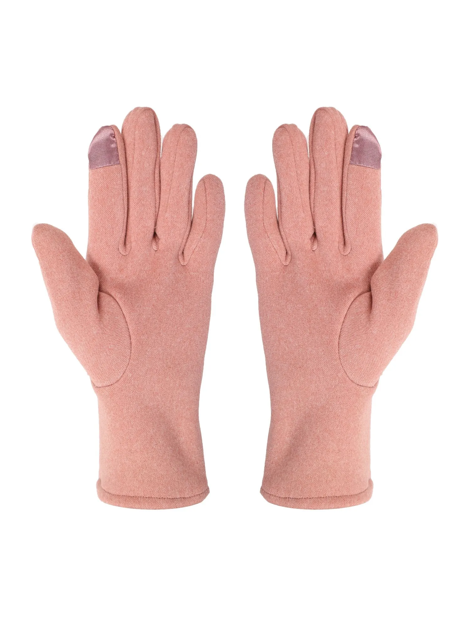 FabSeasons Slim Peach Winter Gloves for Women: Velvet Lining, Touchscreen Index Finger, Smooth Driving/Riding