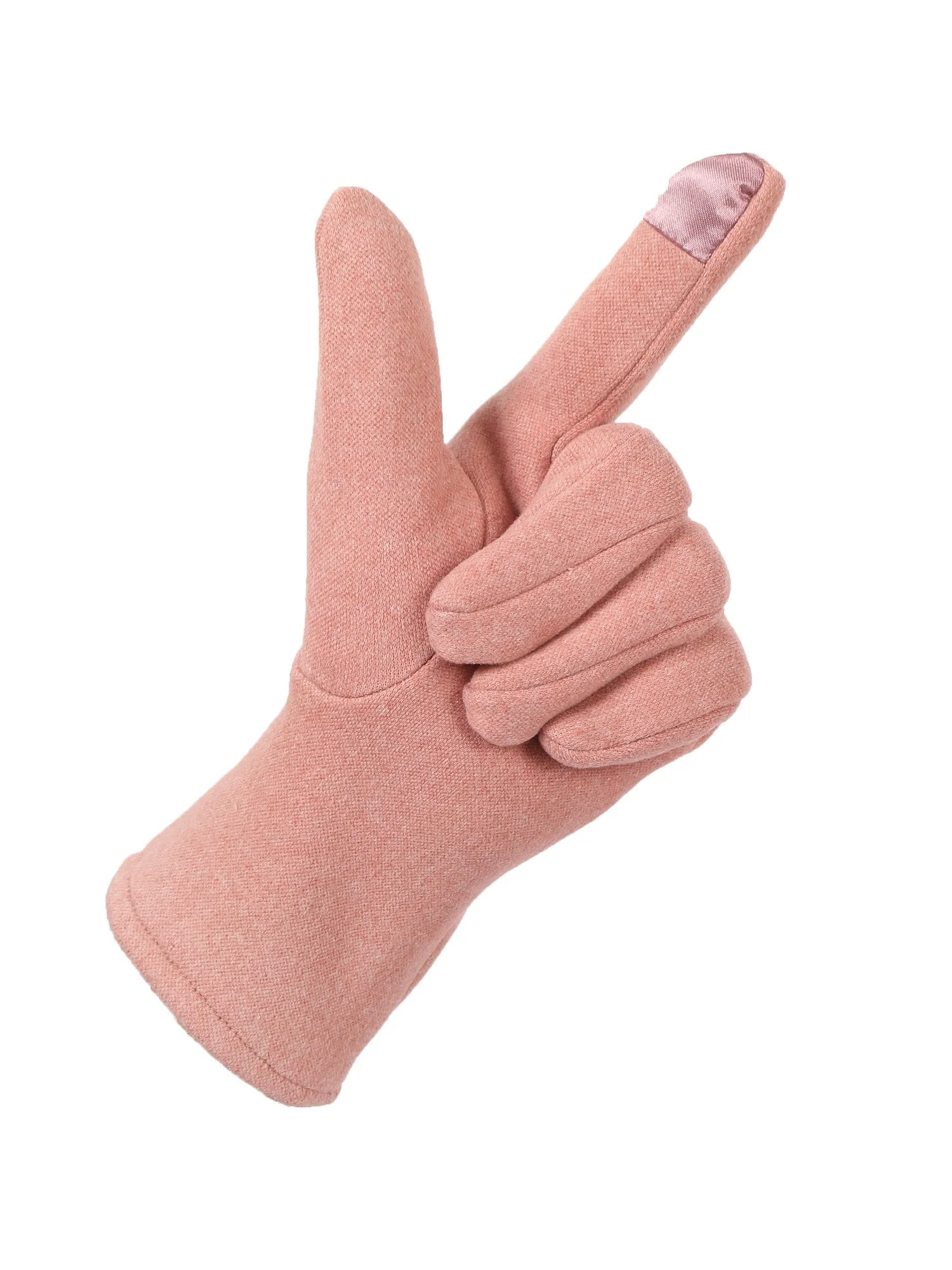 FabSeasons Slim Peach Winter Gloves for Women: Velvet Lining, Touchscreen Index Finger, Smooth Driving/Riding