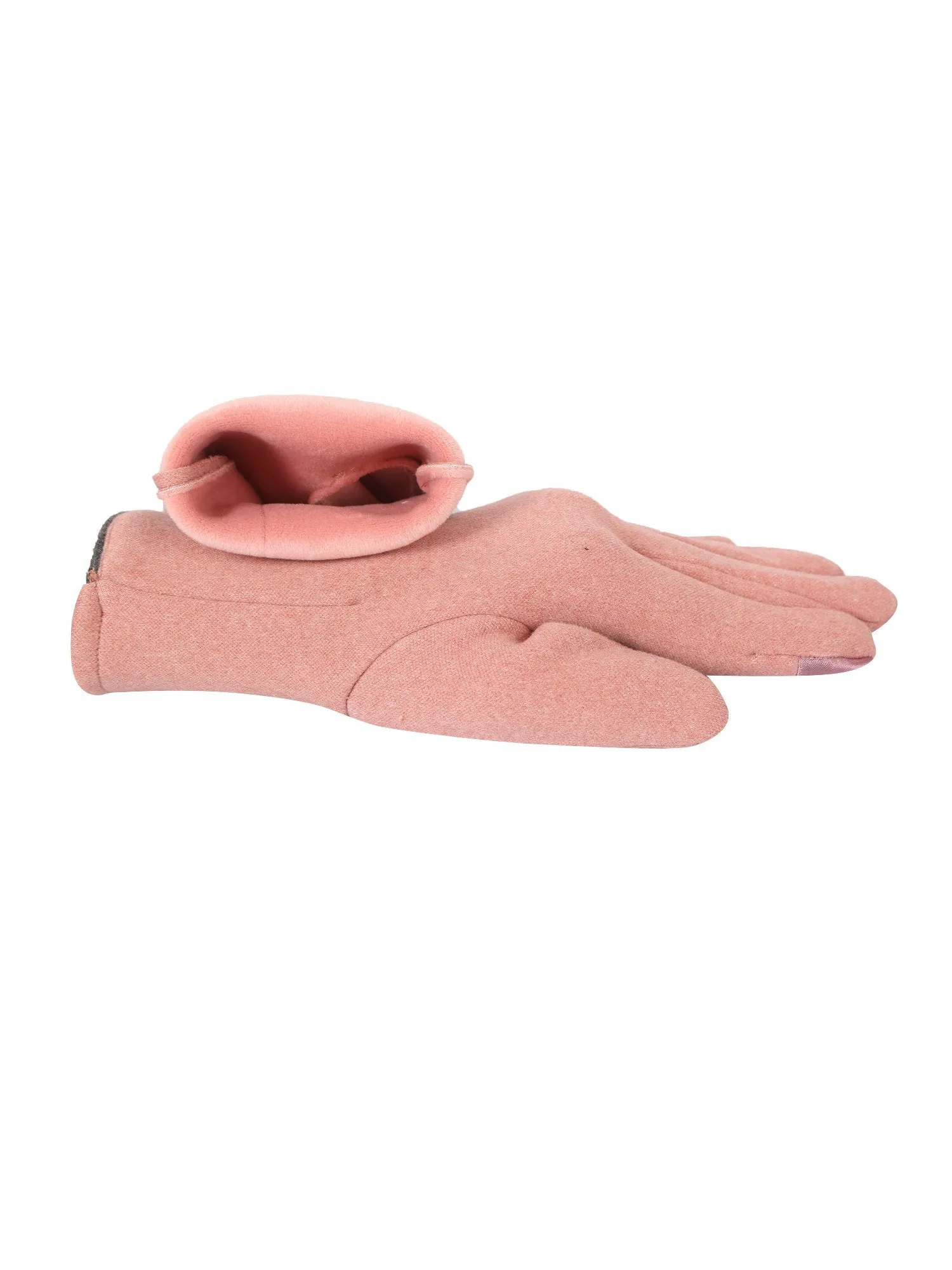 FabSeasons Slim Peach Winter Gloves for Women: Velvet Lining, Touchscreen Index Finger, Smooth Driving/Riding