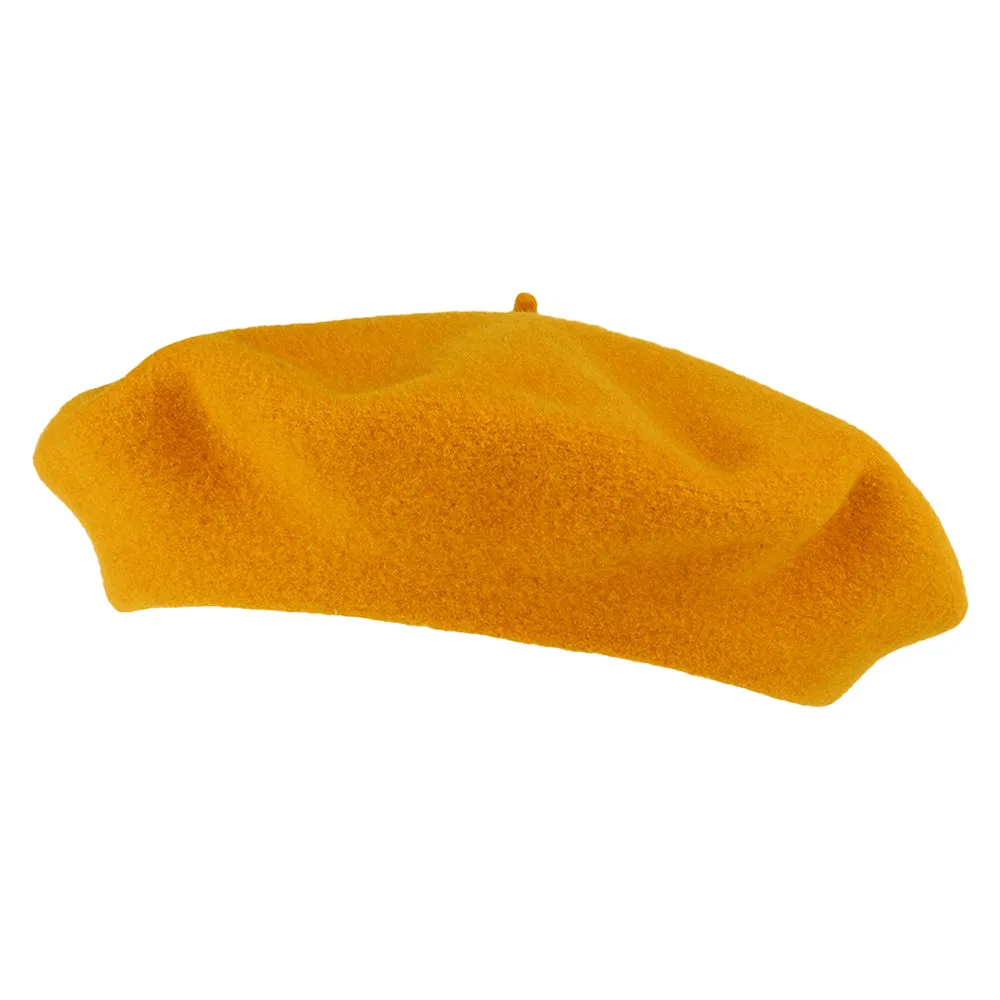 Héritage par Laulhère Hats Authentique Merino Wool Beret - Mustard