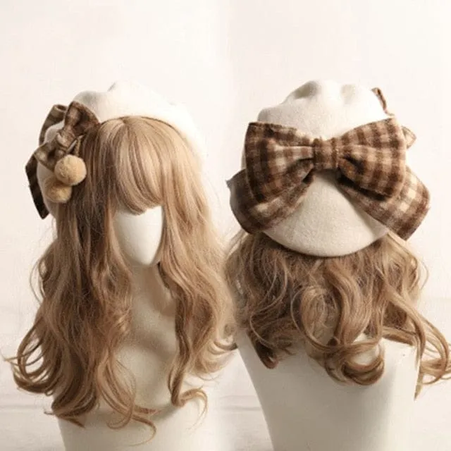 Kawaii Mori Girl Plaid Bow Beret