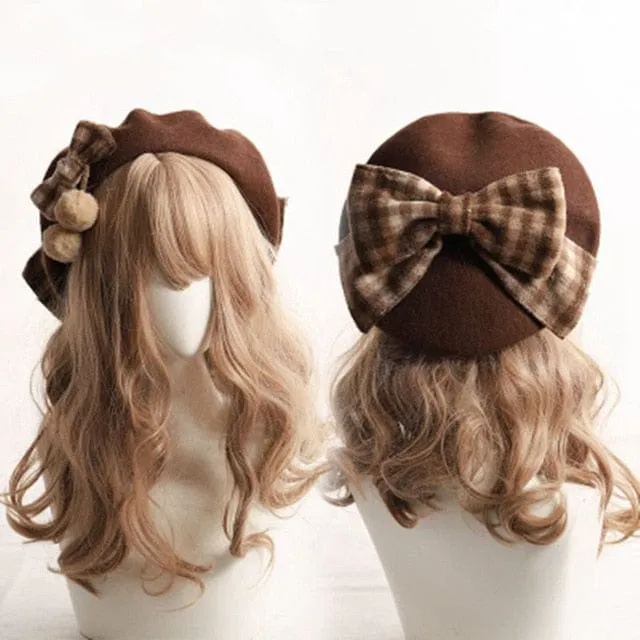 Kawaii Mori Girl Plaid Bow Beret