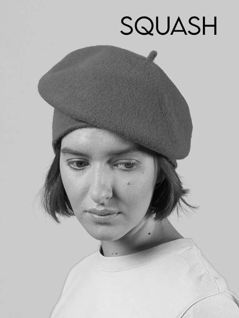 KOPKA Roll Up Woollen Felix Beret - Denim with Camel Tip