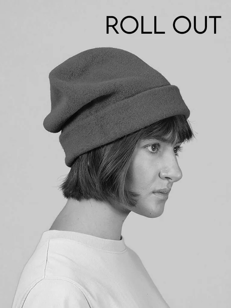 KOPKA Roll Up Woollen Felix Beret - Denim with Camel Tip