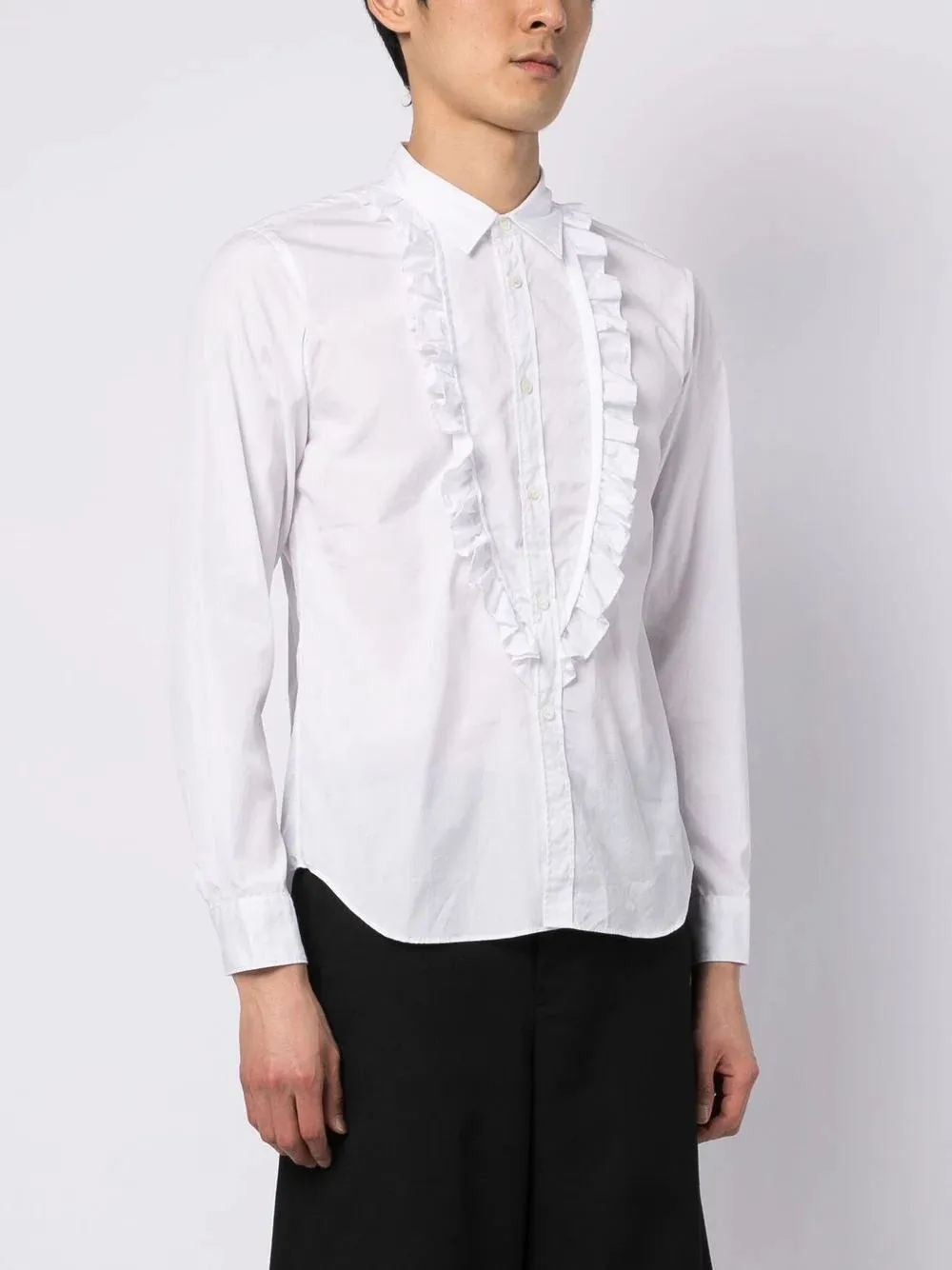 Long Ruffle Bib Shirt