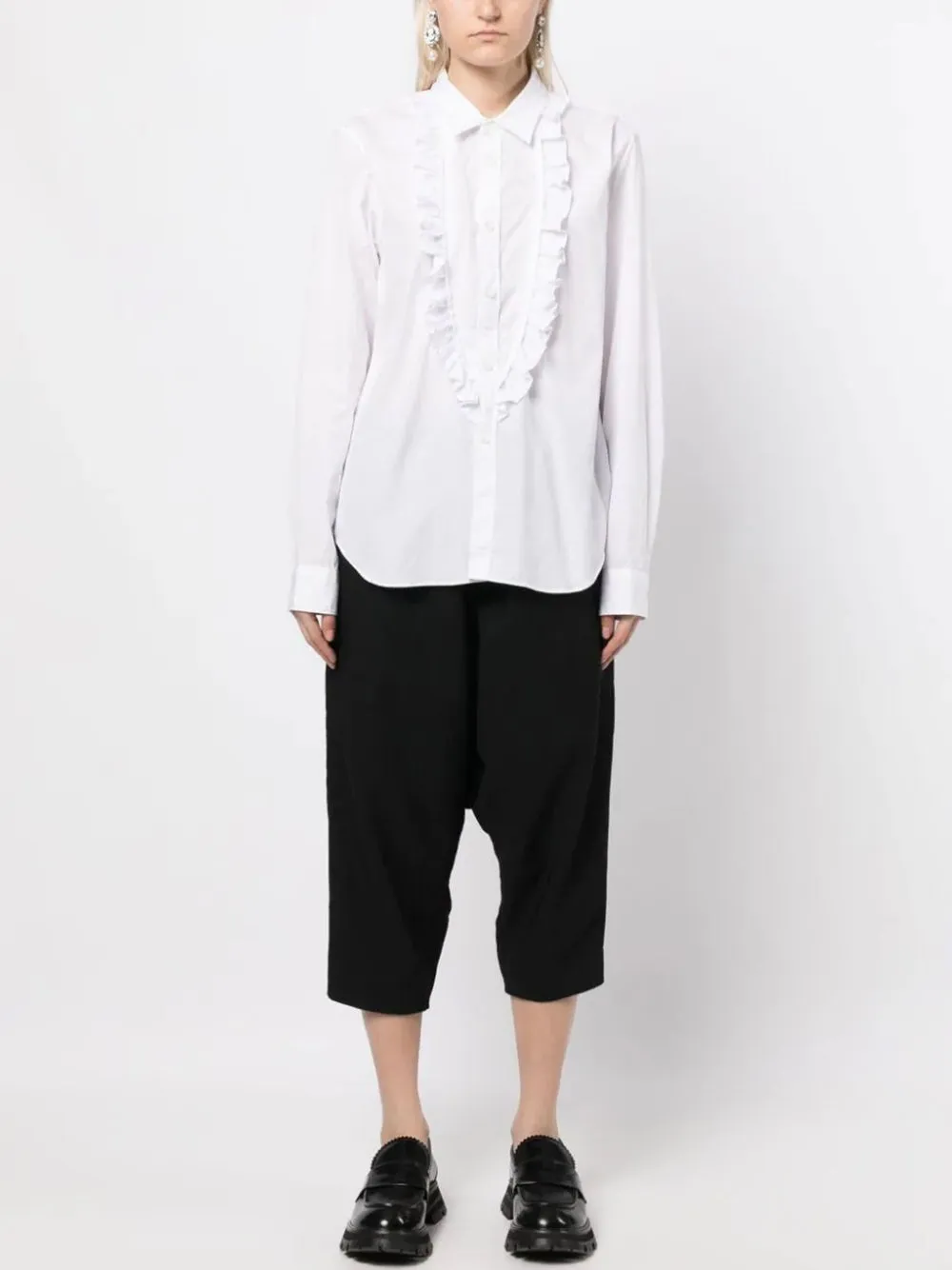 Long Ruffle Bib Shirt