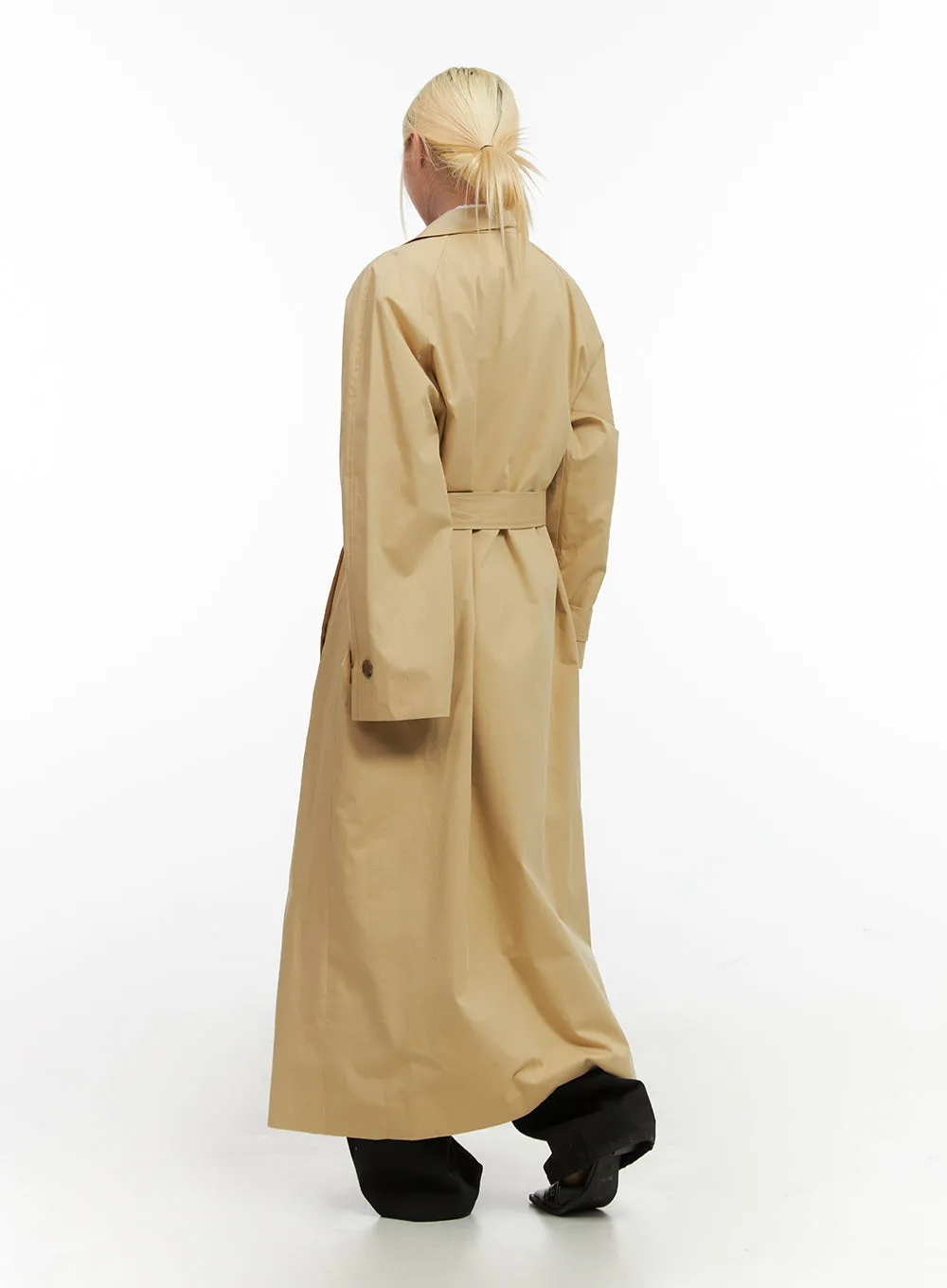 Long Sleeve Solid Cotton Trench Coat CO414