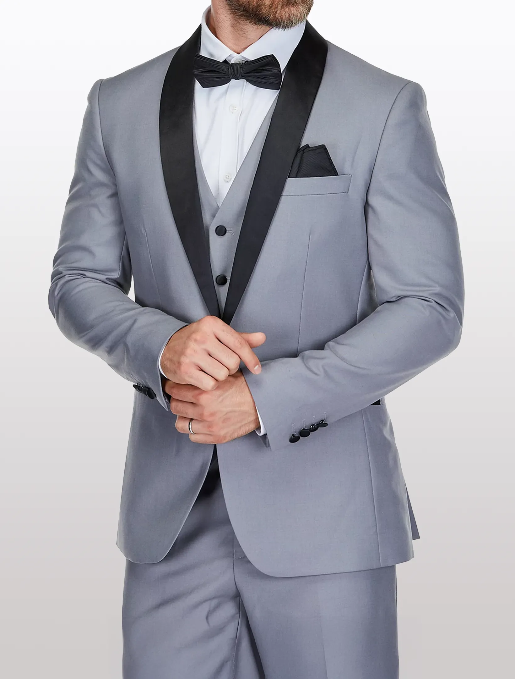 Men's Light Grey Shawl Lapel Tailored Fit Tuxedo