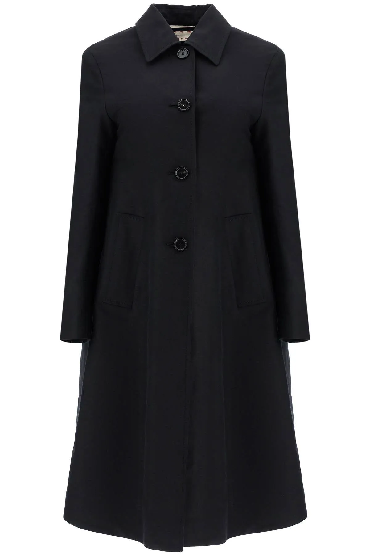 MINIMALIST BLACK COTTON RAINCOAT FOR WOMEN