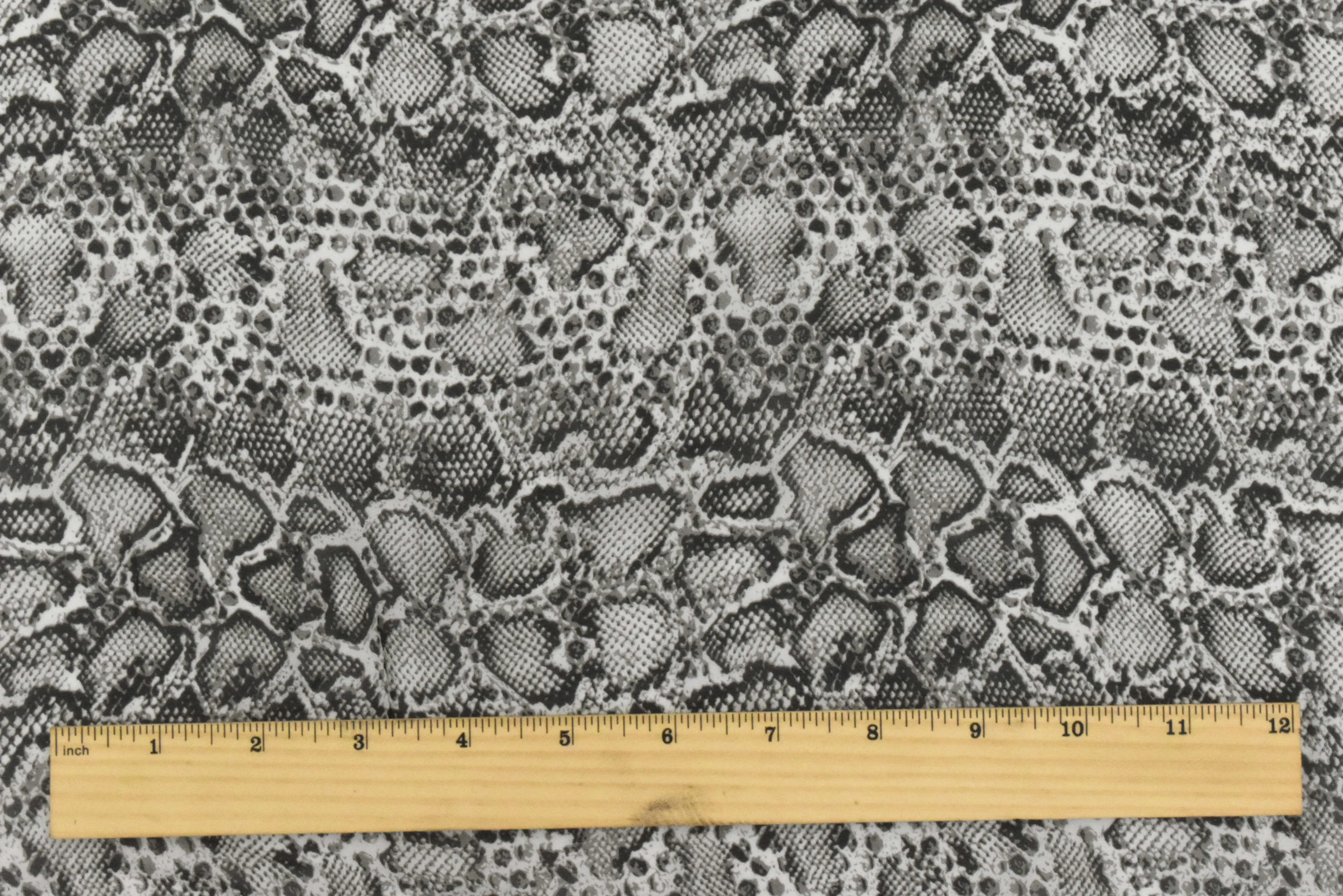 Moody Black- Gray-Ivory Reptile Pattern Printed Silk Chiffon Fabric