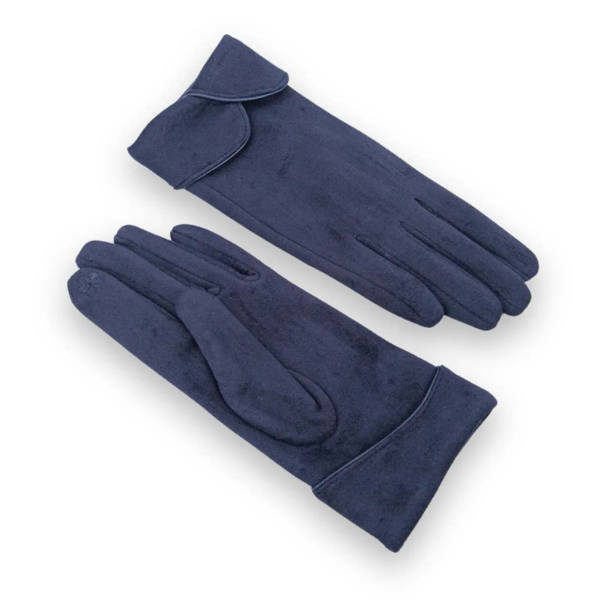 Navy Scalloped Cuff Gloves