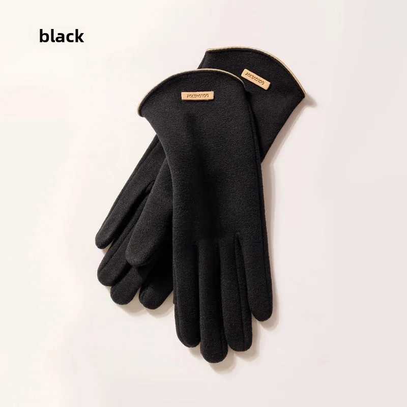 New Winter German Velvet Gloves Ladies Shopping  Cycling Windproof Velvet Warm Gloves Finger Flip Touch Screen DY43