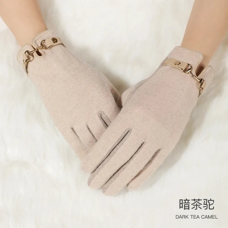 New Winter German Velvet Gloves Ladies Shopping  Cycling Windproof Velvet Warm Gloves Finger Flip Touch Screen DY43