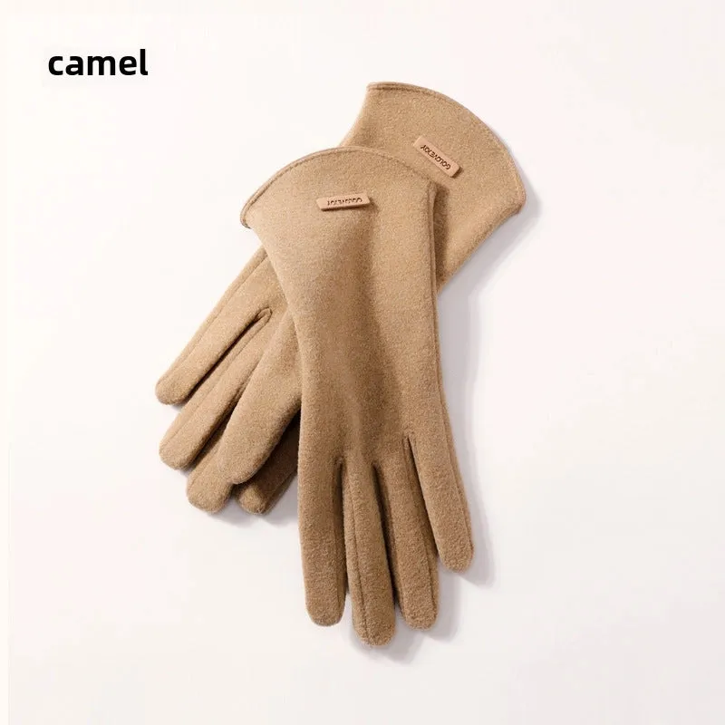 New Winter German Velvet Gloves Ladies Shopping  Cycling Windproof Velvet Warm Gloves Finger Flip Touch Screen DY43